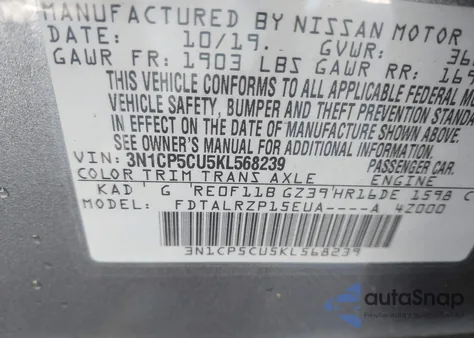 2019 Nissan Kicks S from USA, damaged, VIN 3N1CP5CU5KL568239